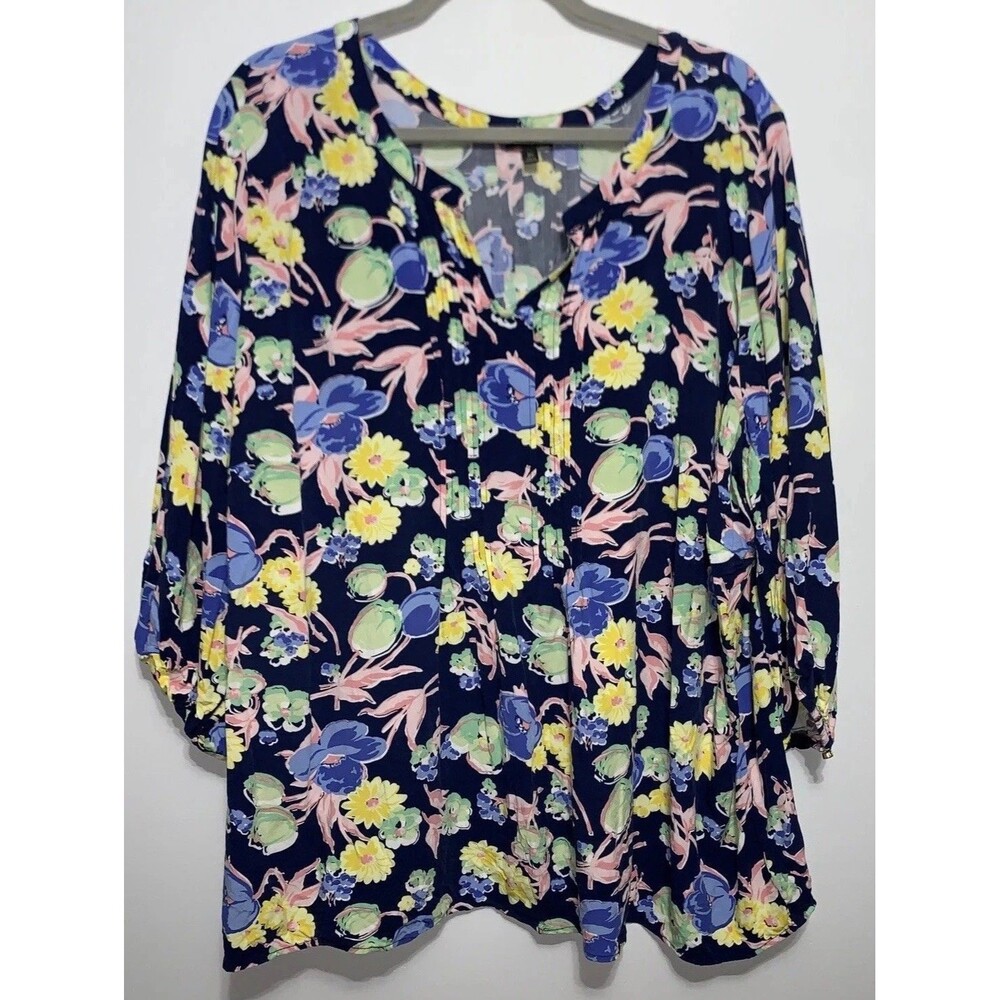 Talbots Plus Petite 3X Blouse Top Floral Lightweight Flowy Casual